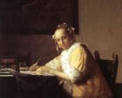 约翰尼斯维米尔 - A Lady Writing a Letter
